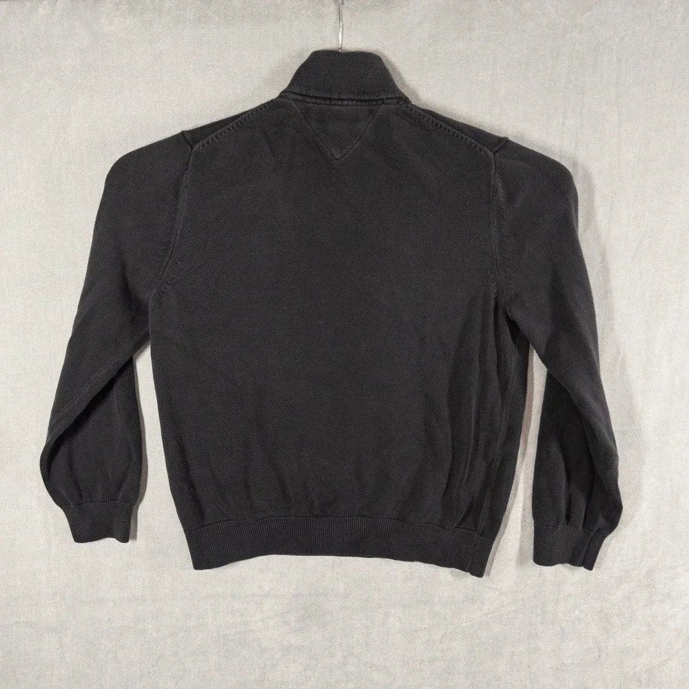 Tommy Hilfiger Mens Large‎ Qtr Zip Sweater Black Classic Preppy Casual